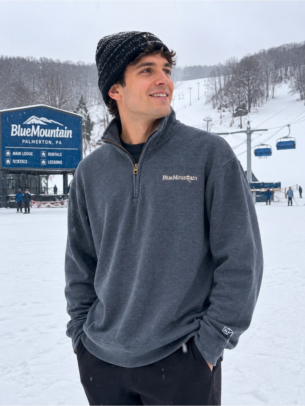 Blue 84 Blue Mountain Ski Resort Quarter Zip Sweatshirt Blue Small